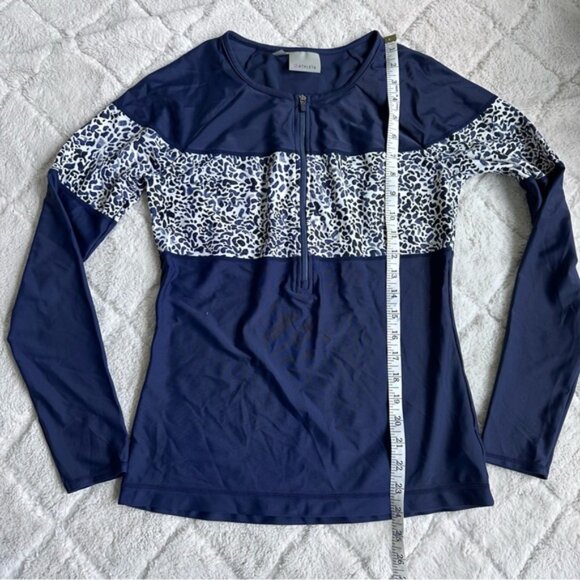 Athleta | Navy Half Zip Long Sleeve Rashguard Swimsuit Top | Size Small - Picture 8 of 8